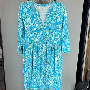 Lilly Pulitzer Vibrant Blue and Green Long Sleeve Dress